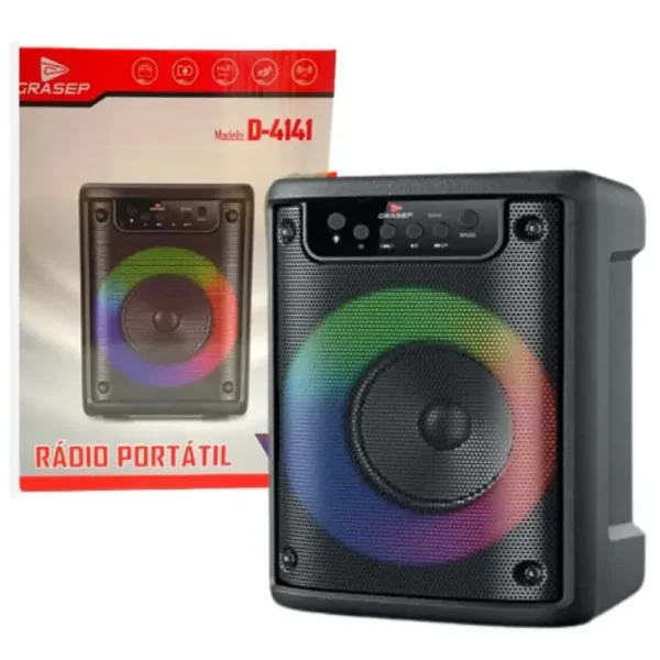 Caixa de Som Portátil Grasep RGB Bluetooth 4" - Imagem 6