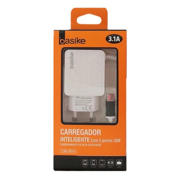 Carregador Basike 3.1A 2 Portas USB V8